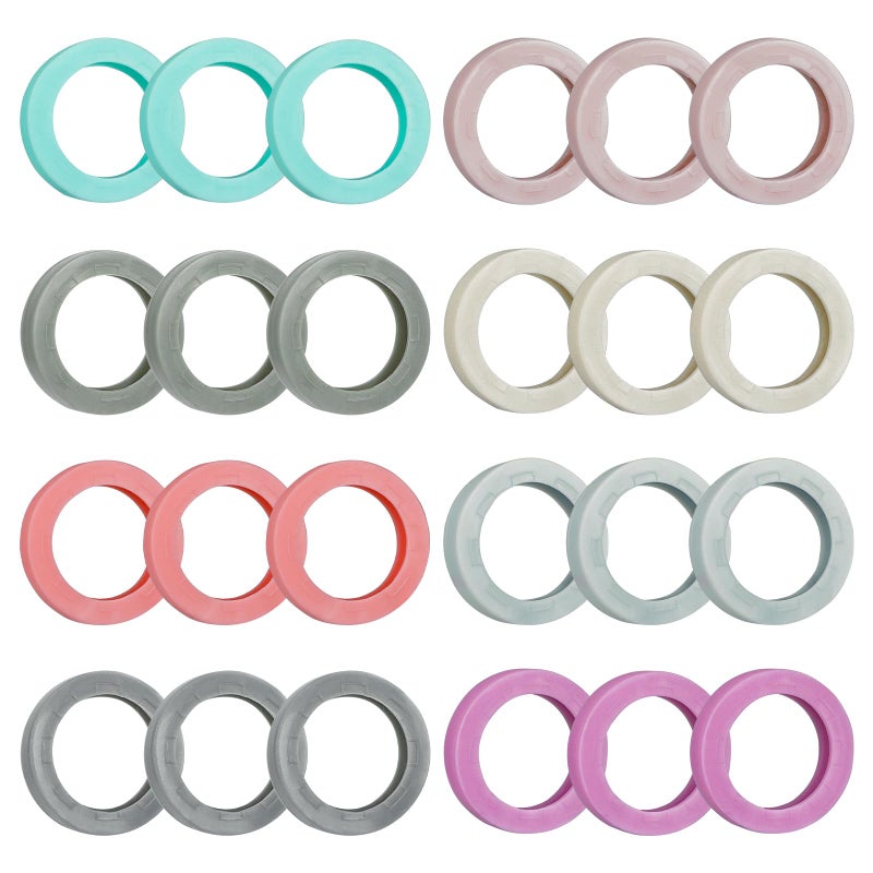 Uniclife 24 Pcs Key Caps, 0.9"" Round Key Covers Caps, Soft Stretchy Key Identifiers for Small Regular House Keys (Not Suitable for Square or Odd-Shaped Keys), 8 Colors - Image 1